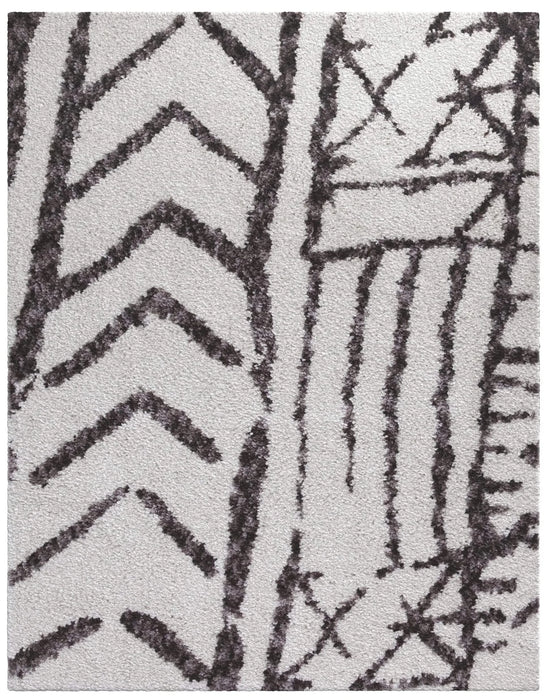 Oasis Juno White and Dark Gray Polyester Area Rug Default -DTYStore