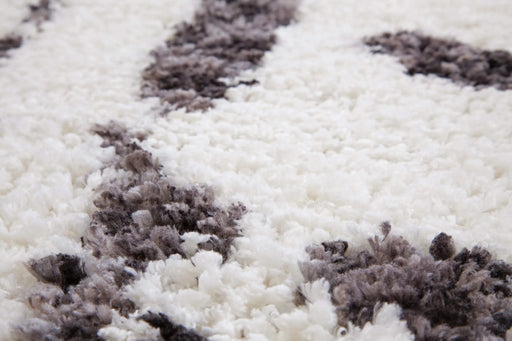 Oasis Juno White and Dark Gray Polyester Area Rug Default -DTYStore