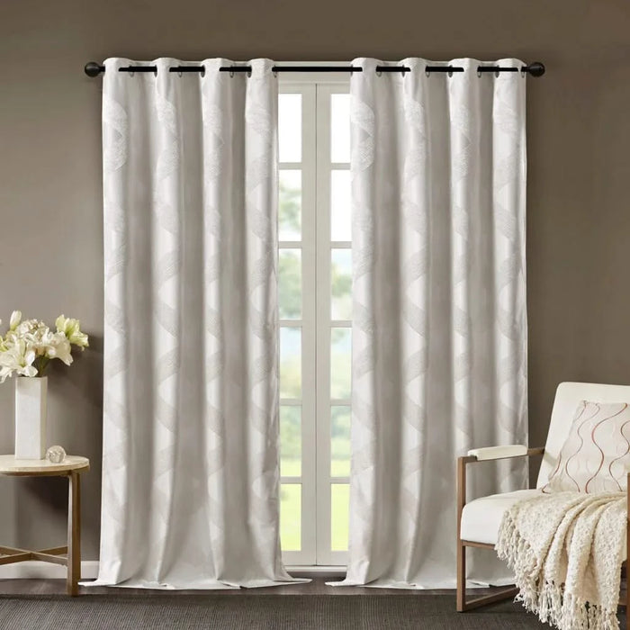 Ogee Knitted Jacquard Total Blackout Curtain Panel(Only 1 Pc Panel) Default -DTYStore