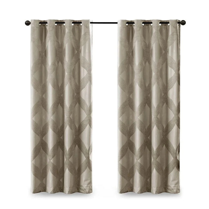 Ogee Knitted Jacquard Total Blackout Curtain Panel(Only 1 Pc Panel) Default -DTYStore