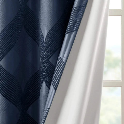 Ogee Knitted Jacquard Total Blackout Curtain Panel(Only 1 Pc Panel) Default -DTYStore