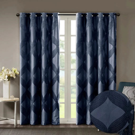 Ogee Knitted Jacquard Total Blackout Curtain Panel(Only 1 Pc Panel) Default -DTYStore