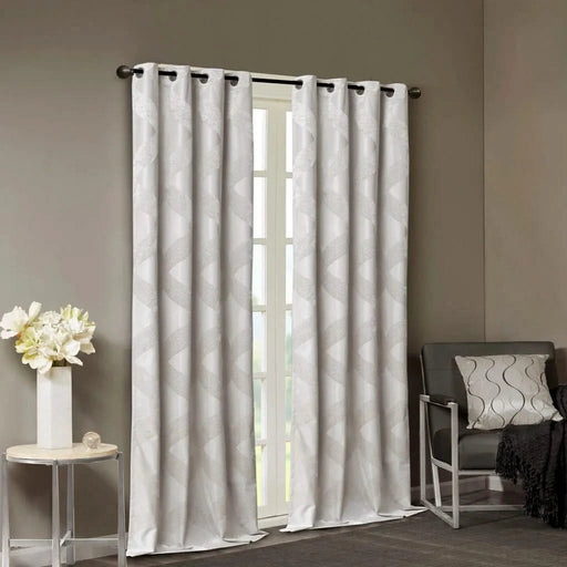 Ogee Knitted Jacquard Total Blackout Curtain Panel(Only 1 Pc Panel) Default -DTYStore