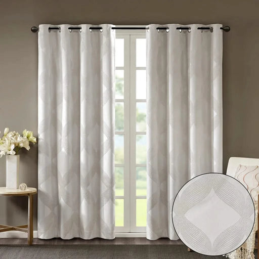 Ogee Knitted Jacquard Total Blackout Curtain Panel(Only 1 Pc Panel) Default -DTYStore