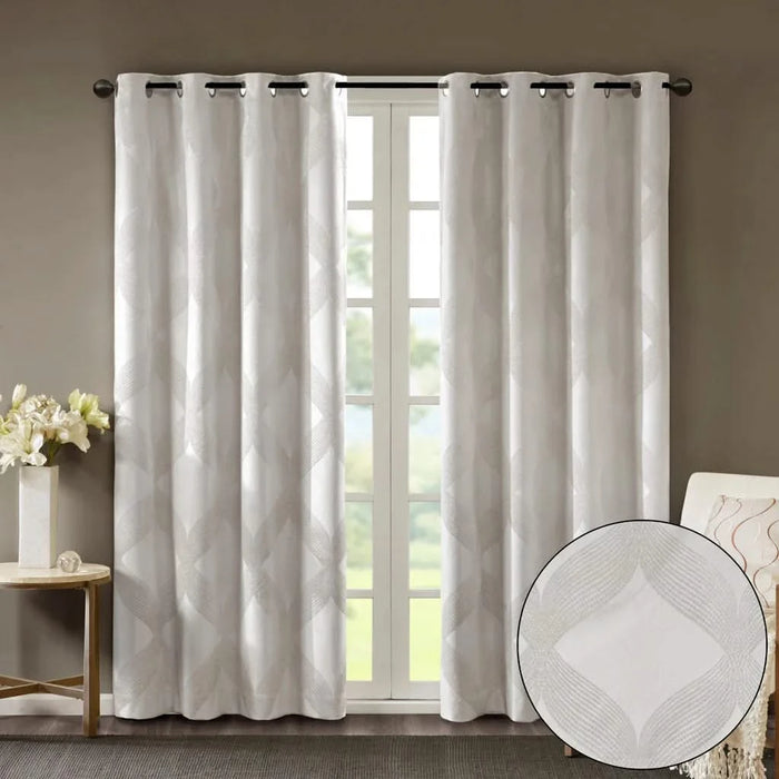 Ogee Knitted Jacquard Total Blackout Curtain Panel(Only 1 Pc Panel) Default -DTYStore