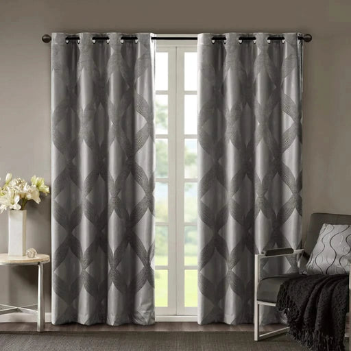 Ogee Knitted Jacquard Total Blackout Curtain Panel(Only 1 Pc Panel) Default -DTYStore