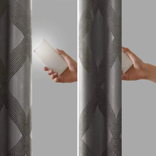 Ogee Knitted Jacquard Total Blackout Curtain Panel(Only 1 Pc Panel) Default -DTYStore