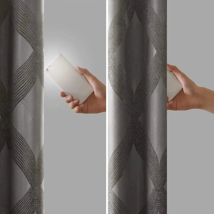 Ogee Knitted Jacquard Total Blackout Curtain Panel(Only 1 Pc Panel) Default -DTYStore