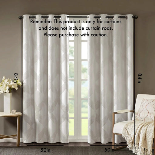 Ogee Knitted Jacquard Total Blackout Curtain Panel(Only 1 Pc Panel) Default -DTYStore