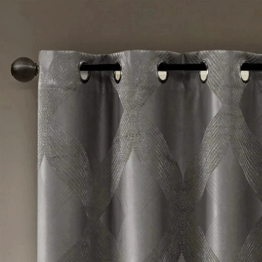 Ogee Knitted Jacquard Total Blackout Curtain Panel(Only 1 Pc Panel) Default -DTYStore