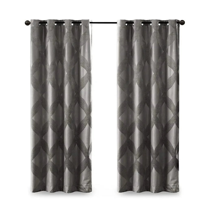 Ogee Knitted Jacquard Total Blackout Curtain Panel(Only 1 Pc Panel) Default -DTYStore