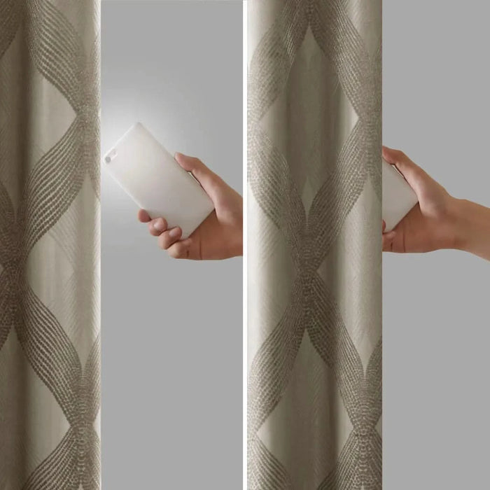 Ogee Knitted Jacquard Total Blackout Curtain Panel(Only 1 Pc Panel) Default -DTYStore