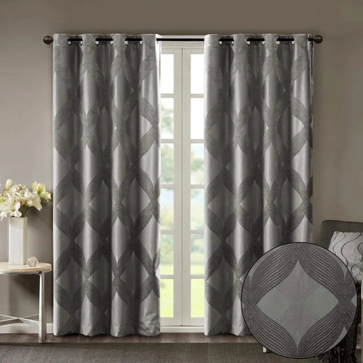 Ogee Knitted Jacquard Total Blackout Curtain Panel(Only 1 Pc Panel) Default -DTYStore