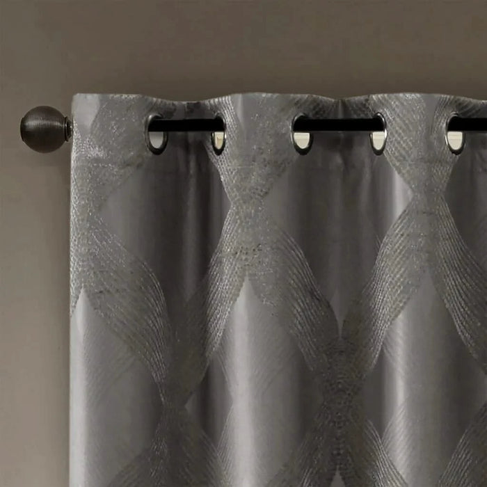 Ogee Knitted Jacquard Total Blackout Curtain Panel(Only 1 Pc Panel) Default -DTYStore
