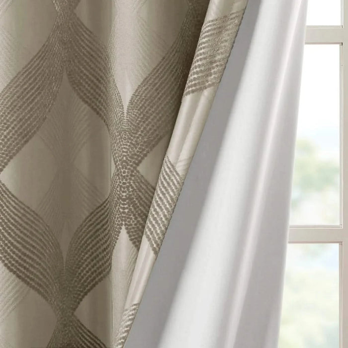 Ogee Knitted Jacquard Total Blackout Curtain Panel(Only 1 Pc Panel) Default -DTYStore