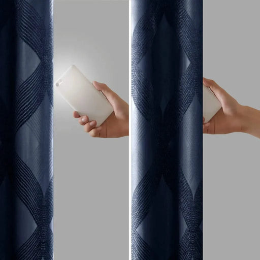 Ogee Knitted Jacquard Total Blackout Curtain Panel(Only 1 Pc Panel) Default -DTYStore