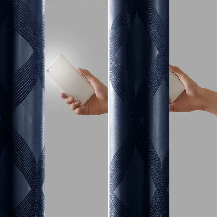 Ogee Knitted Jacquard Total Blackout Curtain Panel(Only 1 Pc Panel) Default -DTYStore