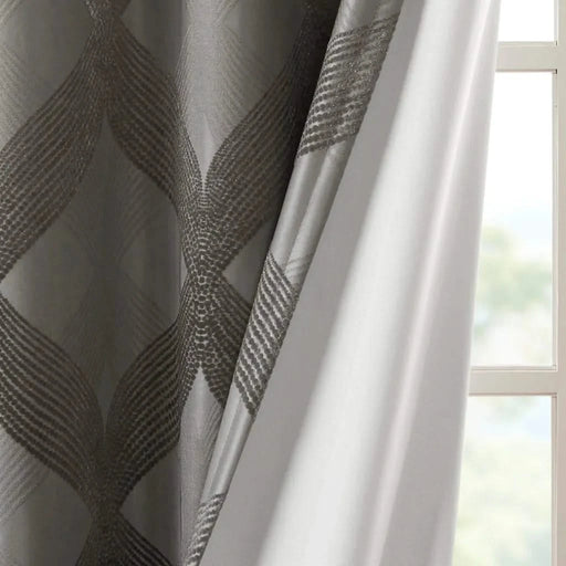 Ogee Knitted Jacquard Total Blackout Curtain Panel(Only 1 Pc Panel) Default -DTYStore
