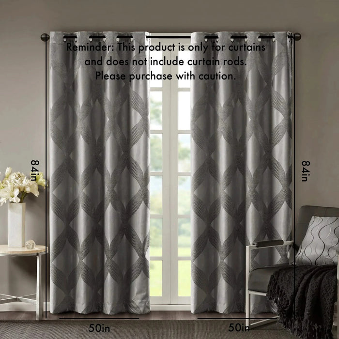 Ogee Knitted Jacquard Total Blackout Curtain Panel(Only 1 Pc Panel) Default -DTYStore