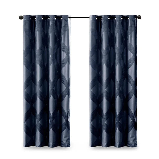 Ogee Knitted Jacquard Total Blackout Curtain Panel(Only 1 Pc Panel) Default -DTYStore