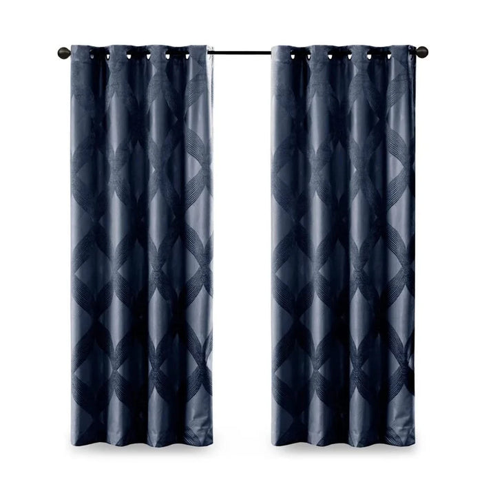 Ogee Knitted Jacquard Total Blackout Curtain Panel(Only 1 Pc Panel) Default -DTYStore