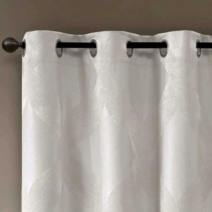 Ogee Knitted Jacquard Total Blackout Curtain Panel(Only 1 Pc Panel) Default -DTYStore