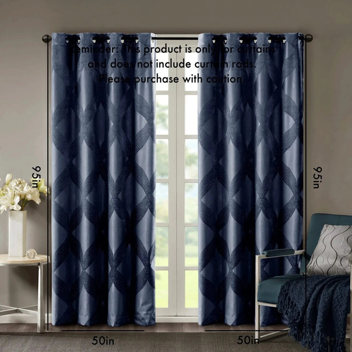Ogee Knitted Jacquard Total Blackout Curtain Panel(Only 1 Pc Panel) Default -DTYStore