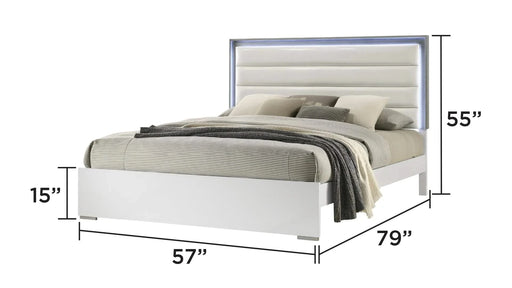 Olivia Contemporary Style 4 Pc Full Bedroom Set with LED Headboard Made with Wood in White (CA Inventory) Default -DTYStore
