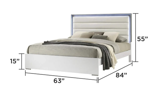 Olivia Contemporary Style 4 Pc Queen Bedroom Set with LED Headboard Made with Wood in White (CA Inventory) Default -DTYStore