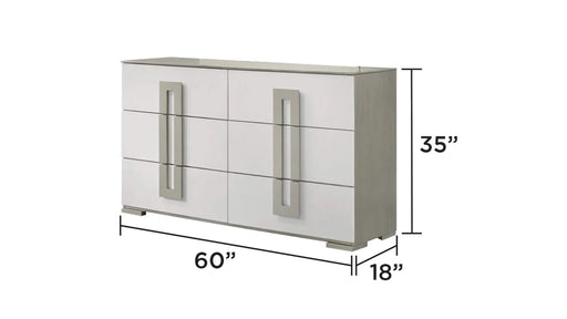 Olivia Contemporary Style 4 Pc Queen Bedroom Set with LED Headboard Made with Wood in White (CA Inventory) Default -DTYStore