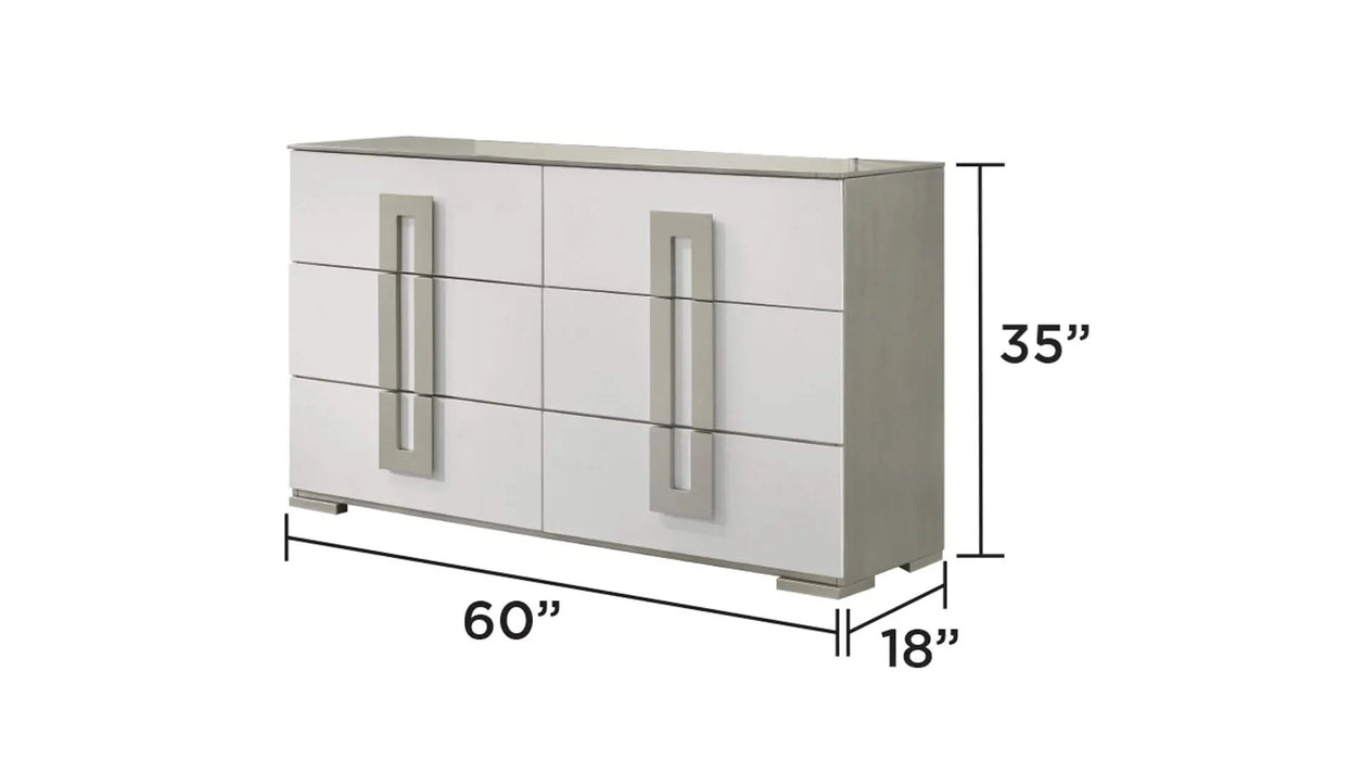 Olivia Contemporary Style 5 Pc Full Bedroom Set with LED Headboard Made with Wood in White (NJ Inventory) Default -DTYStore