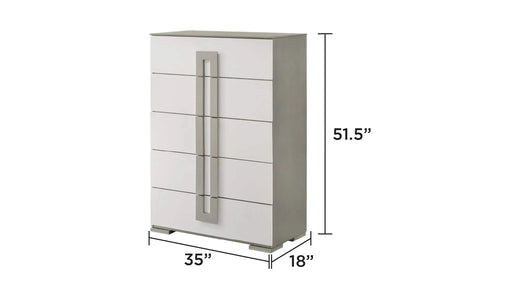 Olivia Contemporary Style 5 Pc Full Bedroom Set with LED Headboard Made with Wood in White (NJ Inventory) Default -DTYStore