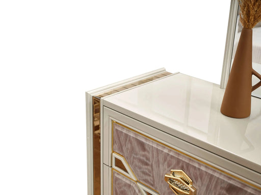 Omari Modern Style 4 Pc King Upholstered Bedroom Set Made with Wood and Gold Accents in Beige Default -DTYStore