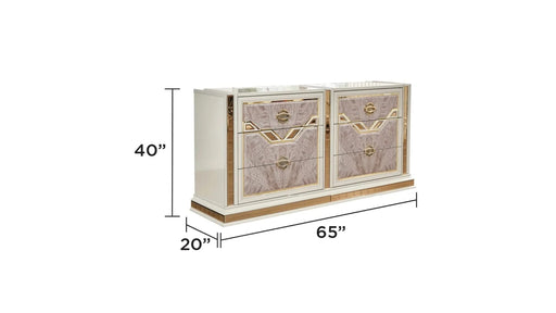 Omari Modern Style 4 Pc Queen Upholstered Bedroom Set Made with Wood and Gold Accents in Beige Default -DTYStore