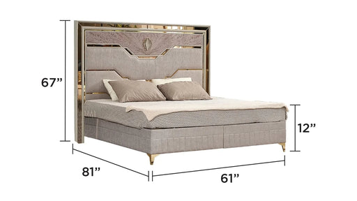 Omari Modern Style 5 Pc Queen Upholstered Bedroom Set Made with Wood and Gold Accents in Beige Default -DTYStore