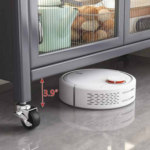 Open-door kitchen shelving Floor-to-ceiling multilevel household microwave storage cabinet bowls side cabinets cabinets Storage cabinets Grey color Default -DTYStore