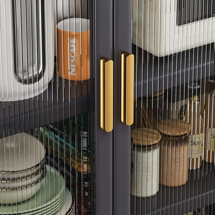 Open-door kitchen shelving Floor-to-ceiling multilevel household microwave storage cabinet bowls side cabinets cabinets Storage cabinets Grey color Default -DTYStore