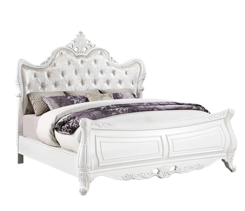 Opulence Modern Style 4 Pc King Bedroom Set Made with Wood in Pearl White Default -DTYStore