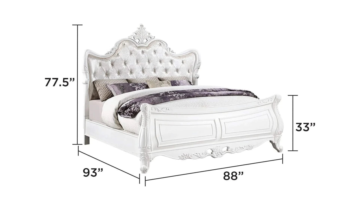 Opulence Modern Style 4 Pc King Bedroom Set Made with Wood in Pearl White Default -DTYStore