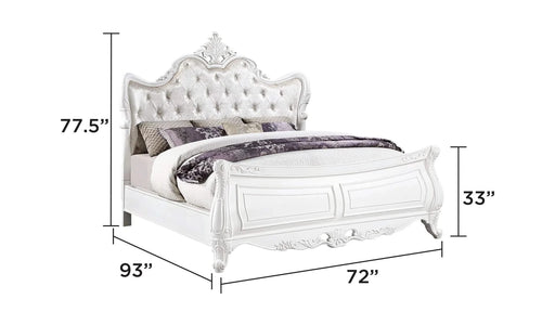 Opulence Modern Style 4 Pc Queen Bedroom Set Made with Wood in Pearl White Default -DTYStore