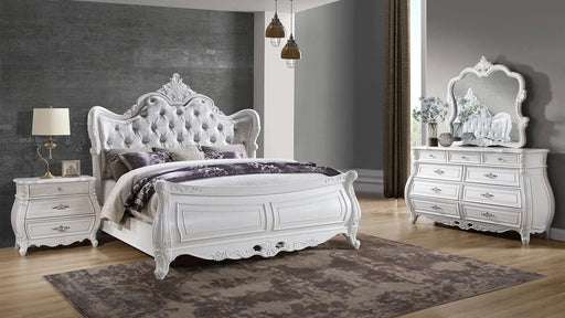 Opulence Modern Style 4 Pc Queen Bedroom Set Made with Wood in Pearl White Default -DTYStore