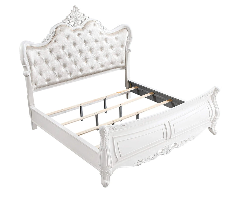 Opulence Modern Style 4 Pc Queen Bedroom Set Made with Wood in Pearl White Default -DTYStore