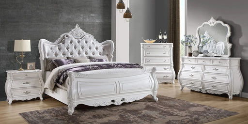 Opulence Modern Style 5 Pc King Bedroom Set Made with Wood in Pearl White Default -DTYStore