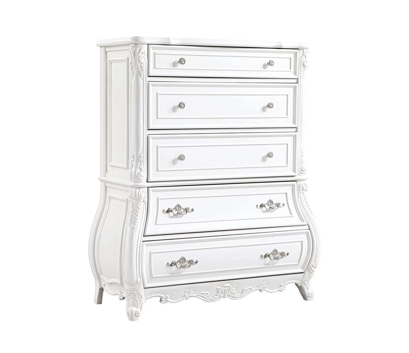 Opulence Modern Style 5 Pc Queen Bedroom Set Made with Wood in Pearl White Default -DTYStore