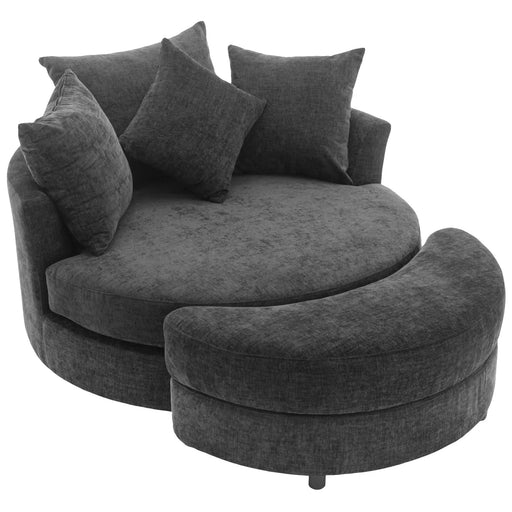 Orisfur 360° Swivel Accent Barrel Chair with Storage Ottoman & 4 Pillows, Modern Chenille Leisure Chair, Gray Default -DTYStore