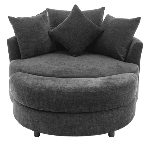 Orisfur 360° Swivel Accent Barrel Chair with Storage Ottoman & 4 Pillows, Modern Chenille Leisure Chair, Gray Default -DTYStore