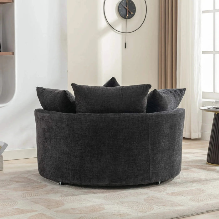 Orisfur 360° Swivel Accent Barrel Chair with Storage Ottoman & 4 Pillows, Modern Chenille Leisure Chair, Gray Default -DTYStore