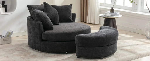 Orisfur 360° Swivel Accent Barrel Chair with Storage Ottoman & 4 Pillows, Modern Chenille Leisure Chair, Gray Default -DTYStore