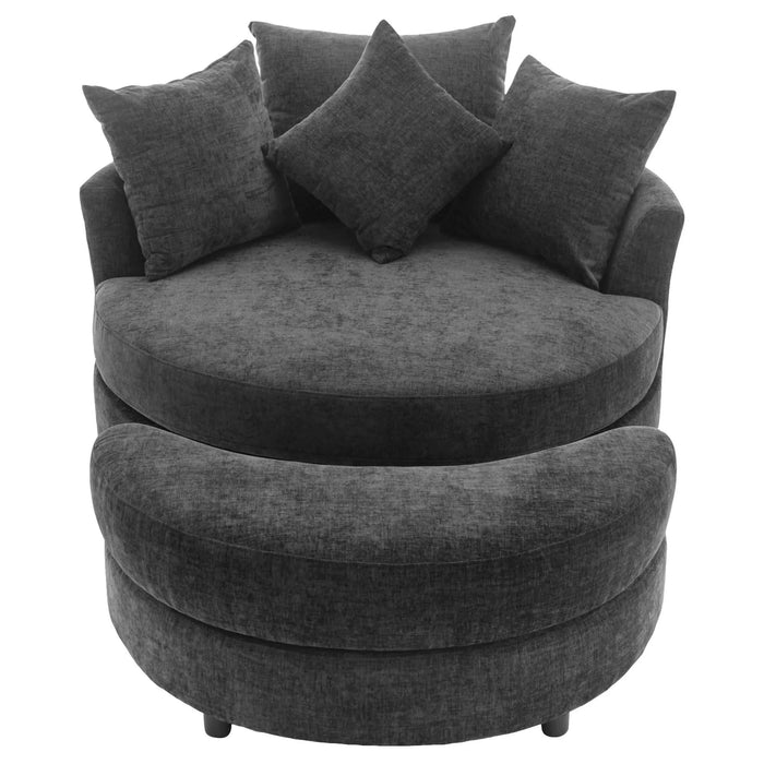 Orisfur 360° Swivel Accent Barrel Chair with Storage Ottoman & 4 Pillows, Modern Chenille Leisure Chair, Gray Default -DTYStore