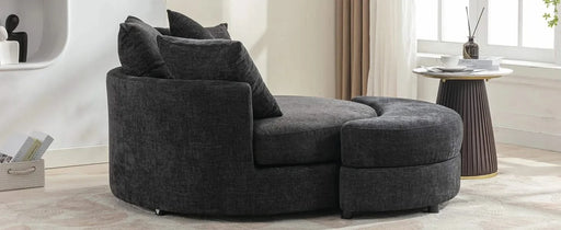 Orisfur 360° Swivel Accent Barrel Chair with Storage Ottoman & 4 Pillows, Modern Chenille Leisure Chair, Gray Default -DTYStore